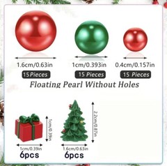 57pc Christmas Vase Filler Decor Floating Pearls DIY Crafts Holiday Table Party