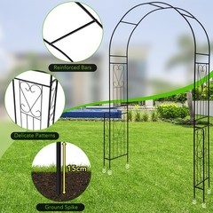 Metal Garden Arch 7.9 FT Backdrop Stand for Various Climbing Plants Party Black
