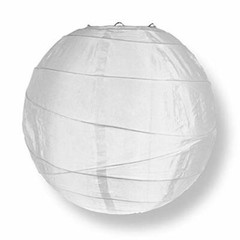 Quasimoon 24″ Irregular Ribbed White Nylon Lantern, Hanging Decoration by Pap…