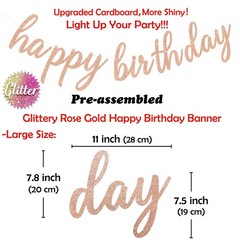Rose Gold Happy Birthday Decorations – Glittery Rose Gold Happy Birthday Bann…