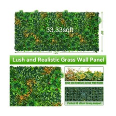 Grass Wall Panels Roll, 40″x120″(33.33 SQFT) Artificial Grass Backdrop Wall w…