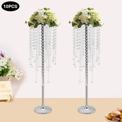 10pc Crystal Silver Flower Stand 75cm Large Flower Stand Wedding Decor