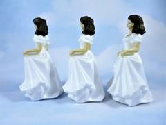Bridal Shower Cake Topper Or Wedding Decor 4.5″ Lady In White Gown Lot Of 3