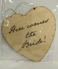 NEW Wood Heart HERE COMES THE BRIDE Sign Rustic Chic Wedding Decoration Decor
