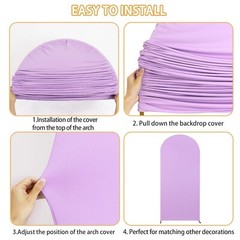 FUHSY Spandex Fitted Wedding Arch Cover Set of 3 Lavender Backdrop Arch Cover…