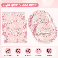 41Pcs Rose Gold Birthday Party Decorations Happy Birthday Plates and Napkins …