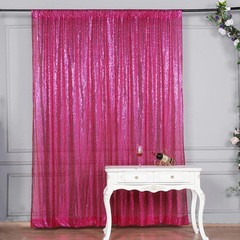 FUCHSIA 8 ft x 8 ft Sequined Backdrop Curtain Wedding Party Booth Decorations