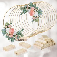 OurWarm 12Pcs 12 Inch Floral Hoop Centerpiece with Stand for Table, Metal Cen…