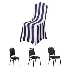 Black White Striped Fitted Premium Spandex Banquet Chair Cover Party Decorations