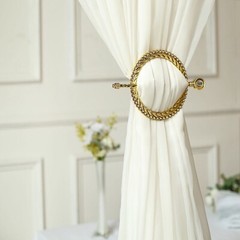 2 Round 6 in Plastic CURTAIN TIE Backs Braided Design Acrylic Crystals Party