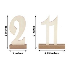 20 Natural 6 in Wood 1-20 TABLE NUMBERS Signs Set Rectangular Base Party Events