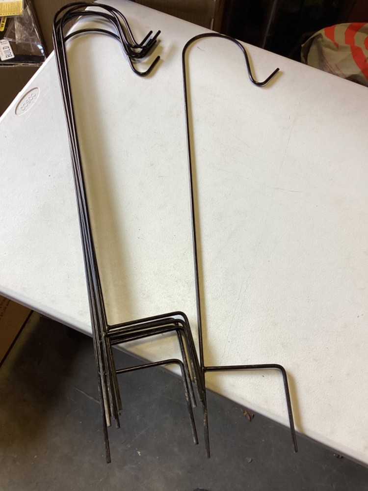7 BLACK Metal Shepherds Hook Plant Hanger Stands 35” x 9.5”