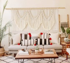 IOWER Macrame Wall Decor 75″ W x 35″ L Extra Large Macrame Wall Hanging Craft…