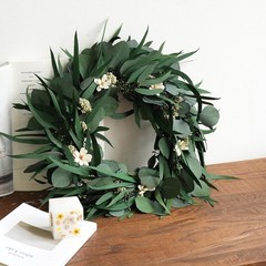 16 inch Preserved Eucalyptus Wreath – Medium-Sized Natural Handcrafted