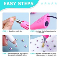 Hotfix Rhinestone Applicator Tool Kit 5600PCS 7 Tips 3 Sizes for Clothes Crafts