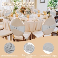 10 Pack Chair Sashes Stretch Chair Cover Band Bows Cover Band Light Gray