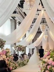 White Wedding Dress Ceiling Drapes Roof Canopy Decor Drap Fabric Chiffon Curtain