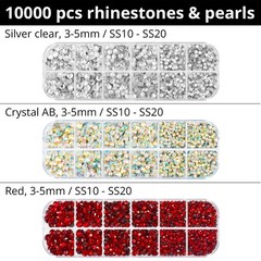 Hot 3mm 4mm 5mm SS10 SS20 SS30, Hotfix tool + 10000 hotfix gems and pearls