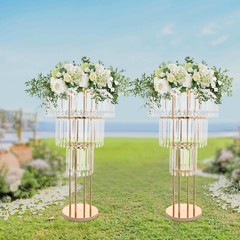 3-Tier Clear Gold Wedding Flower Stand Acrylic Iron Floor/Tabletop