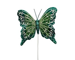 12PC 4″ Hunter + Silver Glitter Feather Butterfly Craft DIY Wedding Cake Topper