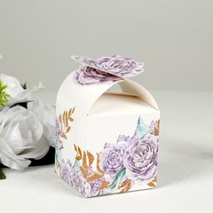 25 Lavender Peony Floral Top Party Favor Boxes Lilac Wedding Party Events
