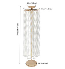 Elegant Flower Stand with Sparkling Beaded Curtain for Event Decor