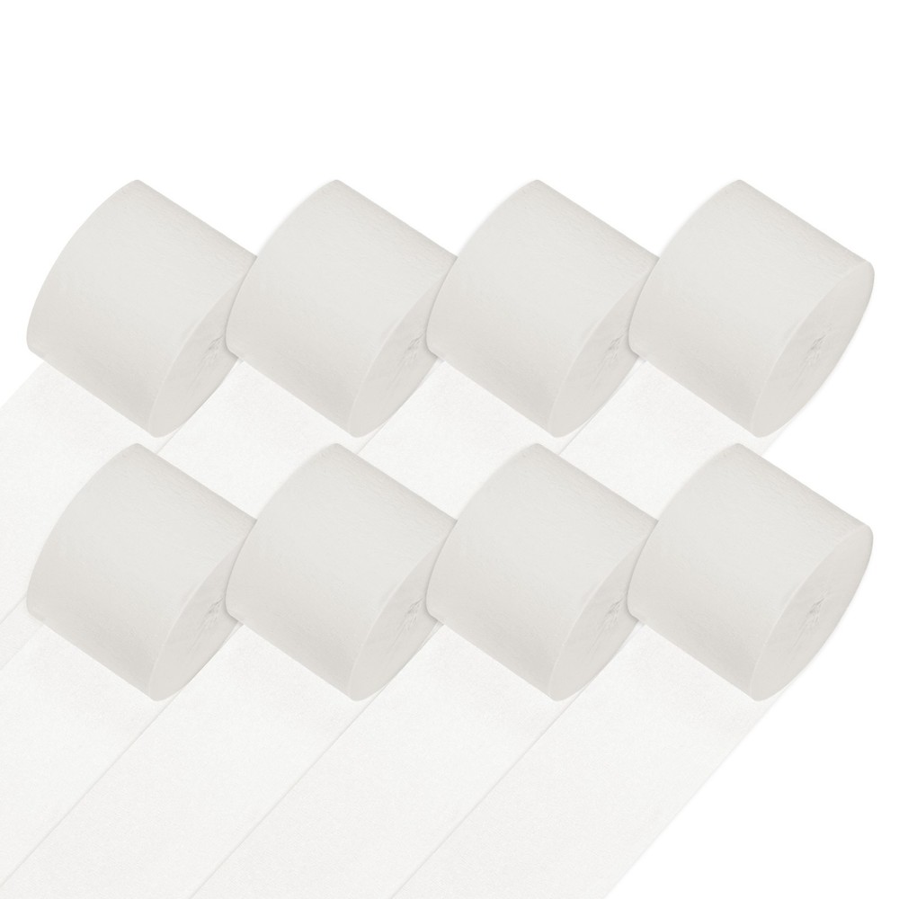 8-Rolls 656ft Crepe Paper Streamer for DIY [Beige-1.8 Inch x 82 Ft/Roll]