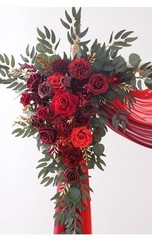 Deluxe Wedding Arch Flowers with Drapes Kit Pack of 4, 2pcs Burgundy & Red