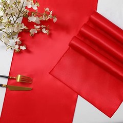 Pack Satin Table Runner 1x 108 Inch, Smooth Table Runners for Wedding 2 Red