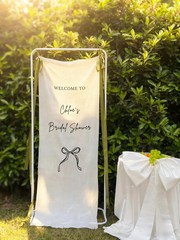 Custom Linen Wedding Welcome Sign, Personalized Fabric Ceremony Banner