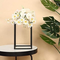2 pcs 12-Inch Tall Black Matte Metal Geometric Rectangular Stands 12″,