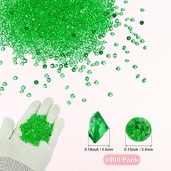 9000-Pack Fake Diamonds Crystal, 4.5mm Mini Clear Acrylic Gems [Deep Green]
