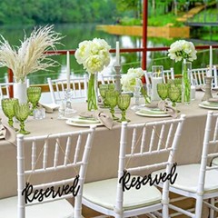 6 Pieces Reserved Sign for Wedding Hanging Wooden Reserved Sign Unfinished