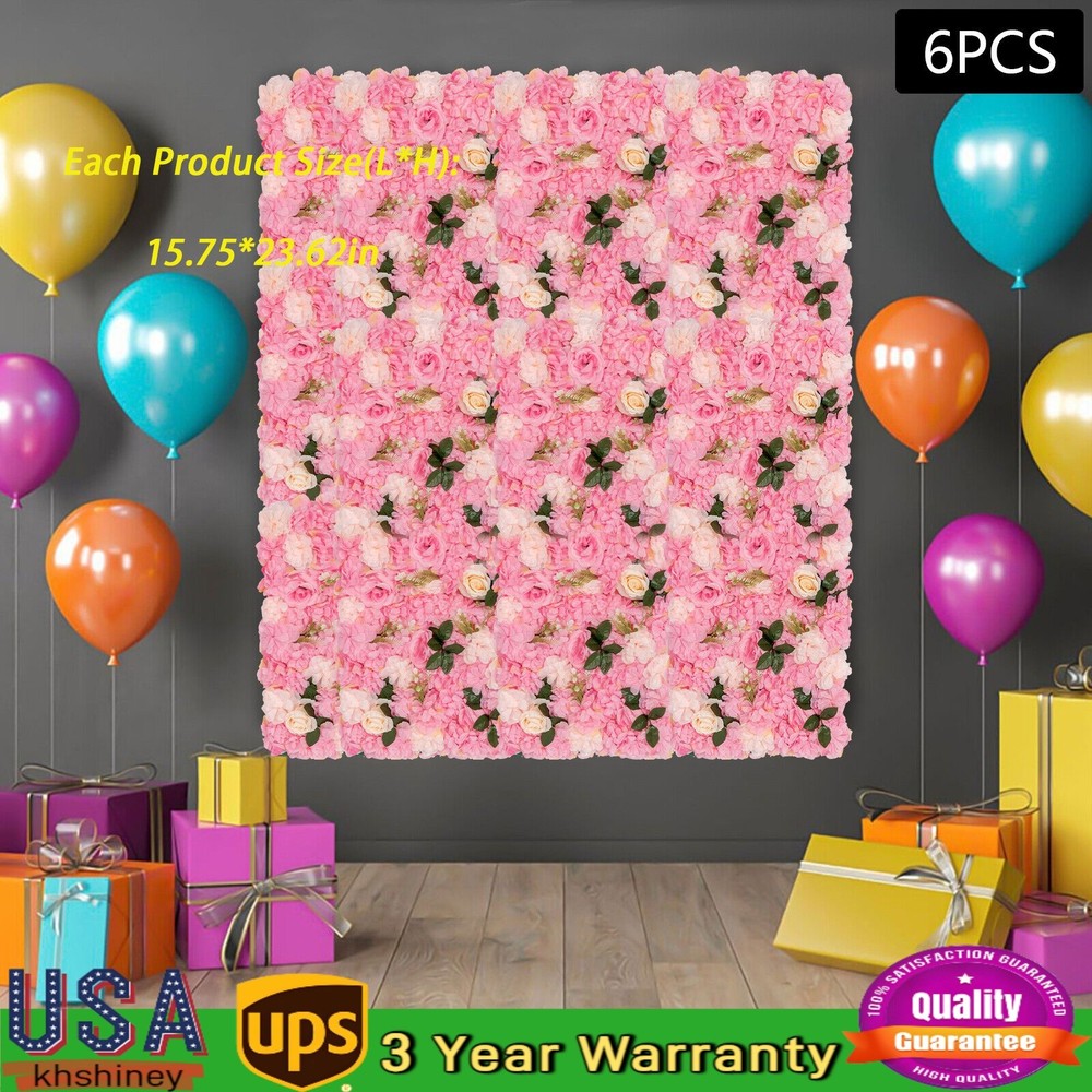 6Packs Flower Wall Panel Artificial Floral Backdrop Artificial Flower Panels NEW