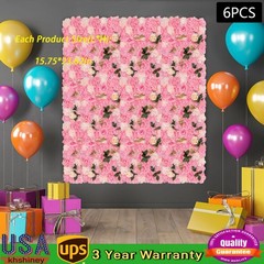 6Packs Flower Wall Panel Artificial Floral Backdrop Artificial Flower Panels NEW