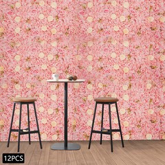 12pcs Artificial Flower Wall Background Silk Rose Mat For Wedding Backdrop Wall