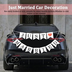 Just Married Car Decorations Sign Wedding Banner Set Car Sign Decor Ribbon