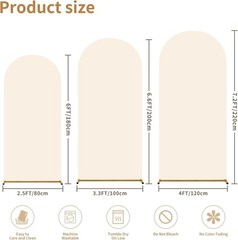 Versatile 3-Pc Spandex Arch Covers for Weddings, Showers & More – 6-7.2 FT Beige