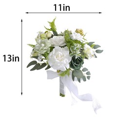 Wedding Bouquet Artificial Flower Silk Foam 11 Inch White Bridesmaid Toss Gift