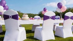 Bulk 100 Purple Spandex Chair Sashes, Reusable Wedding Party Bands, Stretch F…