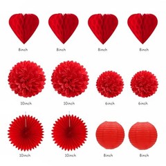 Valentines-Day Decorations-Heart Streamers Galentines-Decor – 22pcs Be Mine Red