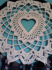 X Large 136cm heart dreamcatcher wall hanging teal black wedding decor blue grey