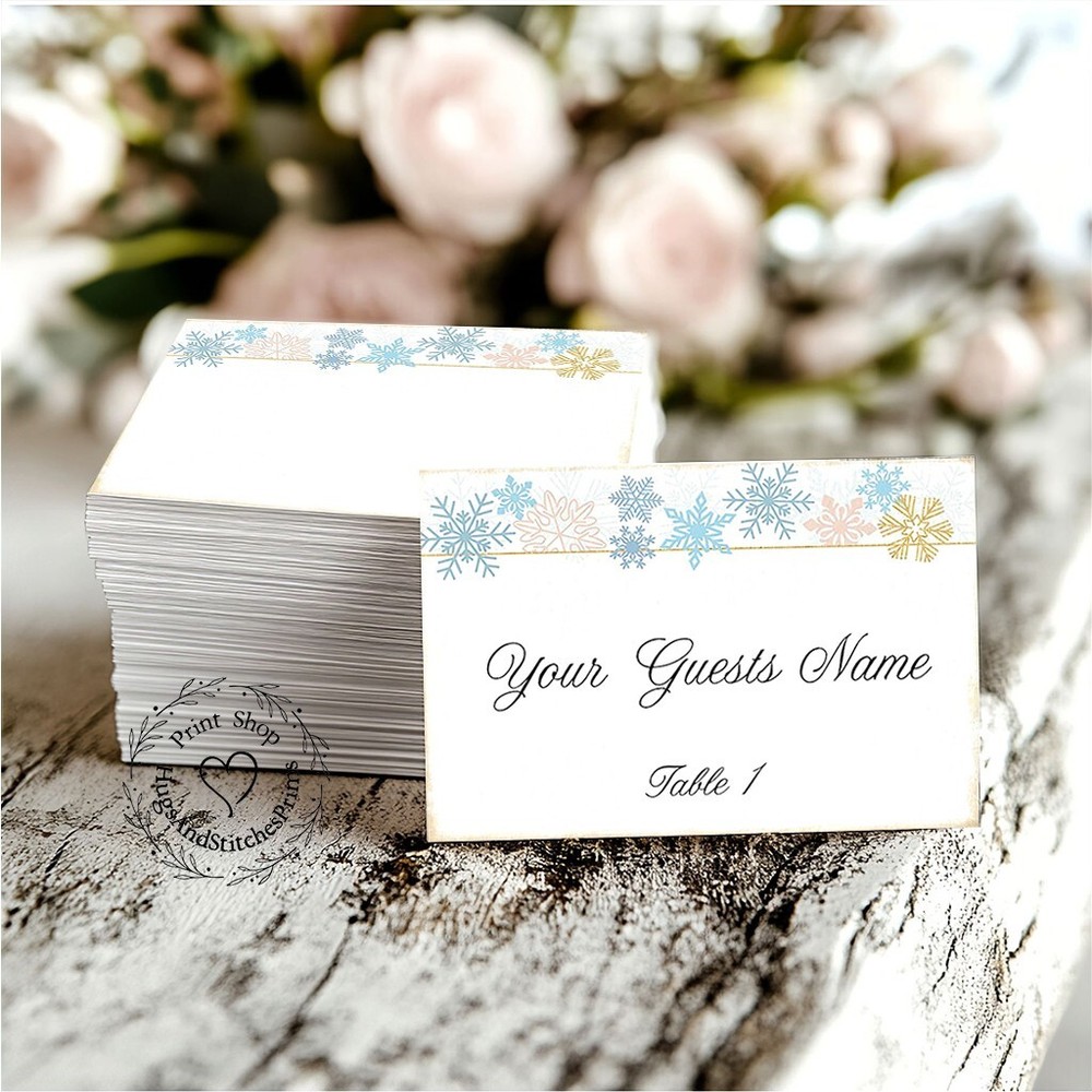 SOFT WINTER SNOWFLAKES WEDDING PLACE CARDS, TAGS or ESCORT CARDS #485