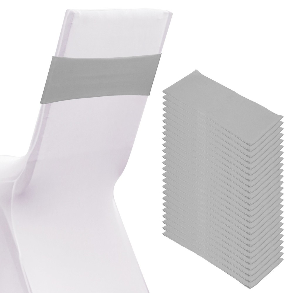 25 Pcs Spandex Chair Sashes Bows with Slider Buckle, Light Gray
