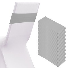25 Pcs Spandex Chair Sashes Bows with Slider Buckle, Light Gray