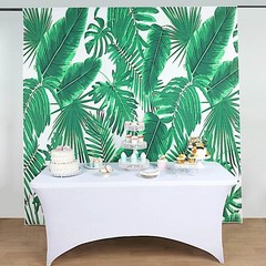 8 ft Tropical Leaves Printed Vinyl Photo Backdrop Party Banner Events Supplies