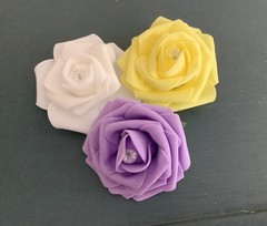 Rose centerpiece embellished with satin and glitter ribbon…you pick colors