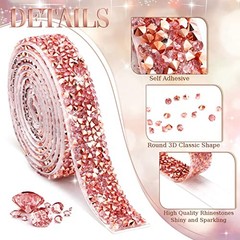5 Rolls Rose Gold Self Adhesive Rhinestone Ribbon Basic Style Pink, Rose Gold