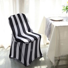 Black White Striped Premium Spandex Stretchable Folding CHAIR COVER Party Home