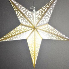Quasimoon 24″ Atomic White w/ Tissue Paper Star Lantern, Hanging Decoration b…